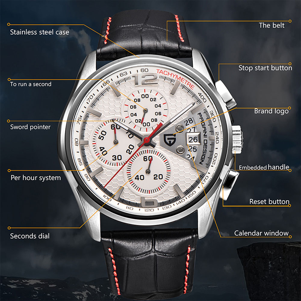 PAGANI DESIGN New PD-3306 Chro - Anti-Magnetic Watch 评论和价格